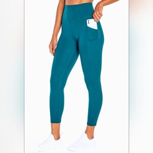 Balance Collection Deep Teal High-Waisted Leggings Pockets New!